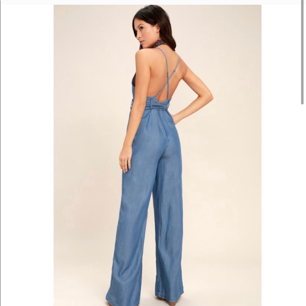 Lulu's Cruise Blue Chambray Jumpsuit